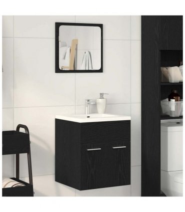 vidaXL 2 Piece Bathroom Furniture Set Black Oak Engineered Wood