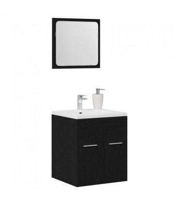 vidaXL 2 Piece Bathroom Furniture Set Black Oak Engineered Wood