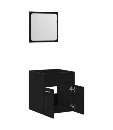 vidaXL 2 Piece Bathroom Furniture Set Black Oak Engineered Wood