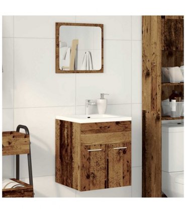 vidaXL 2 Piece Bathroom Furniture Set Old Wood Engineered Wood — V0672024899