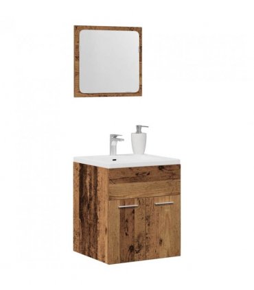 vidaXL 2 Piece Bathroom Furniture Set Old Wood Engineered Wood — V0672024899