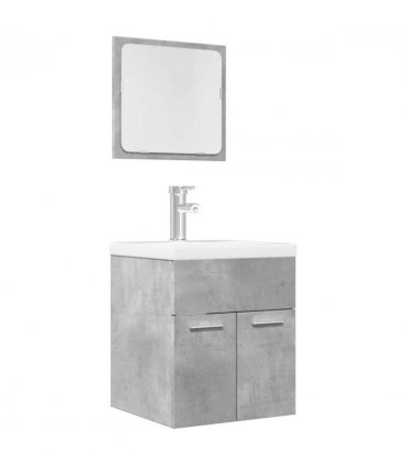 vidaXL 2 Piece Bathroom Furniture Set Concrete Grey Engineered Wood — V0672024901