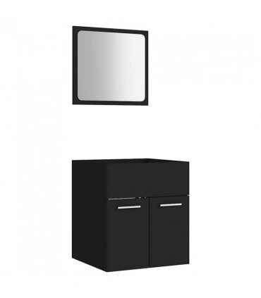 vidaXL 2 Piece Bathroom Furniture Set Black Engineered Wood — V0672024904