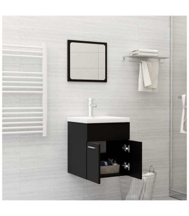 vidaXL 2 Piece Bathroom Furniture Set Black Engineered Wood — V0672024904