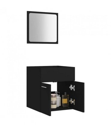vidaXL 2 Piece Bathroom Furniture Set Black Engineered Wood — V0672024904