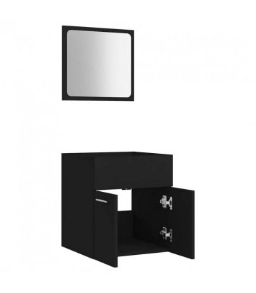vidaXL 2 Piece Bathroom Furniture Set Black Engineered Wood — V0672024904