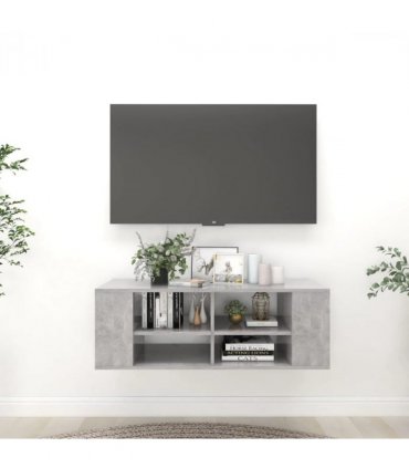 vidaXL Wall-Mounted TV Cabinet Concrete Grey 102x35x35 cm Engineered Wood