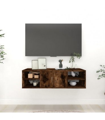 vidaXL Wall Shelf Smoked Oak 102x30x29 cm Engineered Wood