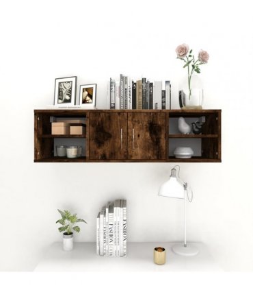 vidaXL Wall Shelf Smoked Oak 102x30x29 cm Engineered Wood