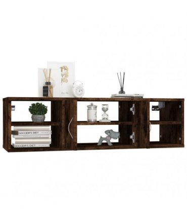 vidaXL Wall Shelf Smoked Oak 102x30x29 cm Engineered Wood