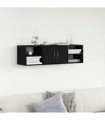 vidaXL Wall Shelf with Door Black Oak 102 x 30 x 29 cm Engineered Wood