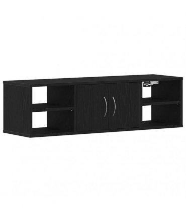 vidaXL Wall Shelf with Door Black Oak 102 x 30 x 29 cm Engineered Wood