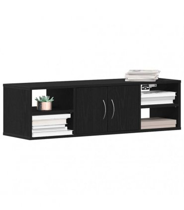 vidaXL Wall Shelf with Door Black Oak 102 x 30 x 29 cm Engineered Wood