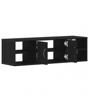 vidaXL Wall Shelf with Door Black Oak 102 x 30 x 29 cm Engineered Wood