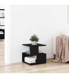 vidaXL Side Table with Shelf Black Oak 30 x 30 x 55 cm Engineered Wood