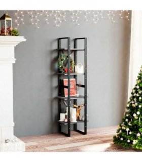 vidaXL 4-Tier Book Cabinet Grey 40x30x140 cm Solid Pine Wood
