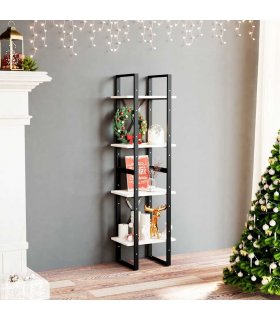 vidaXL 4-Tier Book Cabinet White 40x30x140 cm Solid Pine Wood