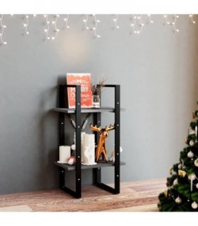 vidaXL 2-Tier Book Cabinet Grey 40x30x70 cm Solid Pine Wood