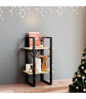 vidaXL 2-Tier Book Cabinet 40x30x70 cm Solid Pine Wood — Colour: natural