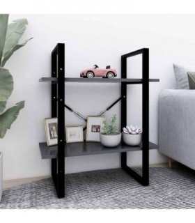 vidaXL 2-Tier Book Cabinet Grey 60x30x70 cm Engineered Wood