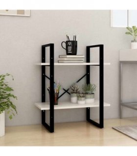 vidaXL 2-Tier Book Cabinet White 60x30x70 cm Solid Pine Wood