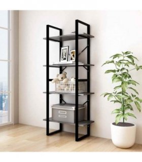 vidaXL 4-Tier Book Cabinet Grey 60x30x140 cm Solid Pine Wood