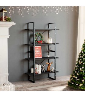 vidaXL 4-Tier Book Cabinet Grey 80x30x140 cm Engineered Wood
