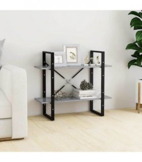 vidaXL 2-Tier Book Cabinet Concrete Grey 80x30x70 cm Engineered Wood