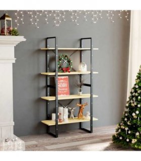 vidaXL 4-Tier Book Cabinet 80x30x140 cm Solid Pine Wood — Colour: natural