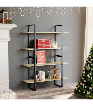 vidaXL 4-Tier Book Cabinet Sonoma Oak 100x30x140 cm Engineered Wood