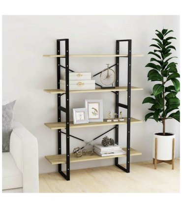 vidaXL 4-Tier Book Cabinet Sonoma Oak 100x30x140 cm Engineered Wood