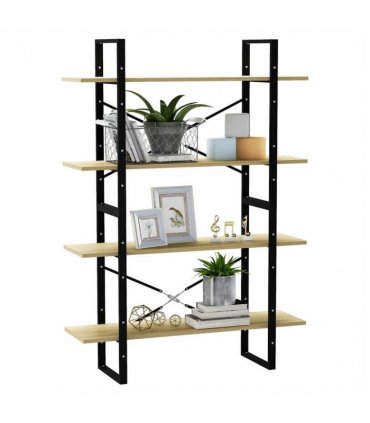 vidaXL 4-Tier Book Cabinet Sonoma Oak 100x30x140 cm Engineered Wood