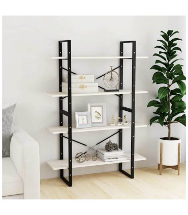 vidaXL 4-Tier Book Cabinet White 100x30x140 cm Solid Pine Wood