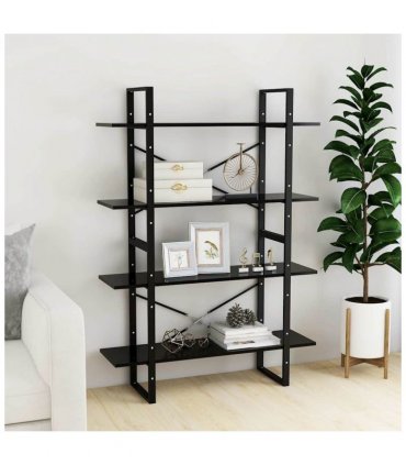 vidaXL Book Cabinet | Black | Engineered wood, Metal | 100x30x140 cm
