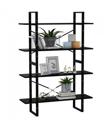 vidaXL Book Cabinet | Black | Engineered wood, Metal | 100x30x140 cm