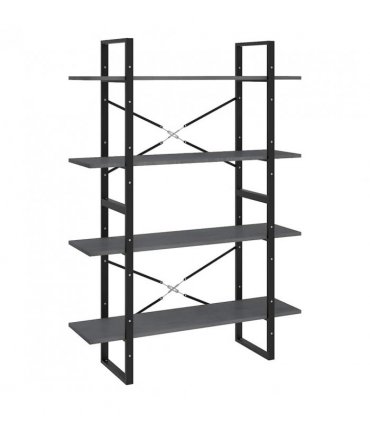 vidaXL 4-Tier Book Cabinet Grey 100x30x140 cm Solid Pine Wood