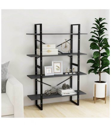 vidaXL 4-Tier Book Cabinet Grey 100x30x140 cm Solid Pine Wood