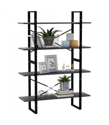 vidaXL 4-Tier Book Cabinet Grey 100x30x140 cm Solid Pine Wood