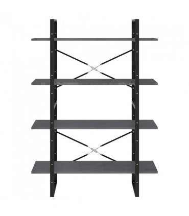 vidaXL 4-Tier Book Cabinet Grey 100x30x140 cm Solid Pine Wood