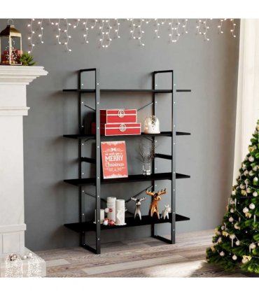 vidaXL Book Cabinet | Black | Solid pine wood, metal | Large | Book Cabinet