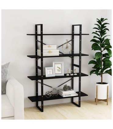 vidaXL Book Cabinet | Black | Solid pine wood, metal | Large | Book Cabinet