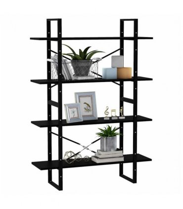 vidaXL Book Cabinet | Black | Solid pine wood, metal | Large | Book Cabinet