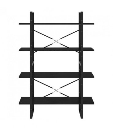 vidaXL Book Cabinet | Black | Solid pine wood, metal | Large | Book Cabinet