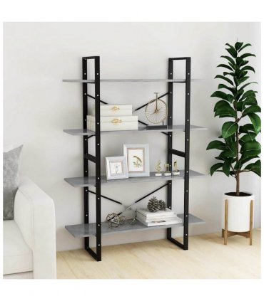 vidaXL 4-Tier Book Cabinet Concrete Grey 100x30x140 cm Engineered Wood