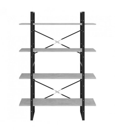 vidaXL 4-Tier Book Cabinet Concrete Grey 100x30x140 cm Engineered Wood