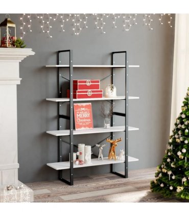 vidaXL 4-Tier Book Cabinet White 100x30x140 cm Engineered Wood