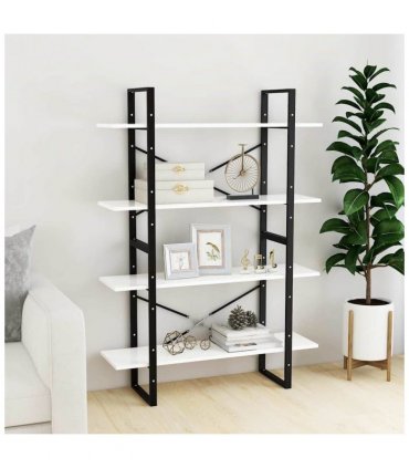 vidaXL 4-Tier Book Cabinet White 100x30x140 cm Engineered Wood