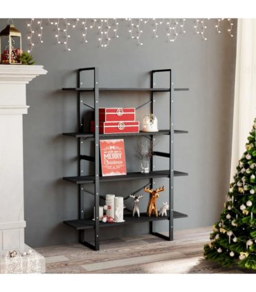 vidaXL 4-Tier Book Cabinet Grey 100x30x140 cm Engineered Wood