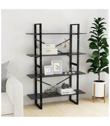 vidaXL 4-Tier Book Cabinet Grey 100x30x140 cm Engineered Wood