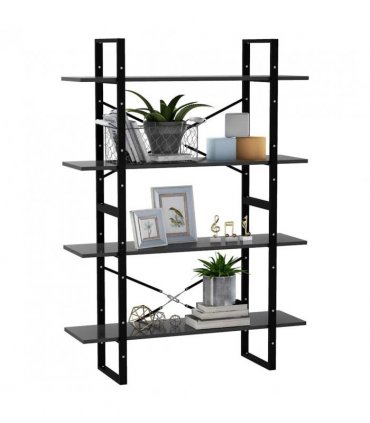vidaXL 4-Tier Book Cabinet Grey 100x30x140 cm Engineered Wood